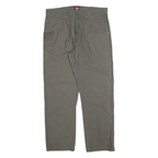 WRANGLER Mens Cotton Blend Green Regular Straight Trousers W34 L30 Casual Zip