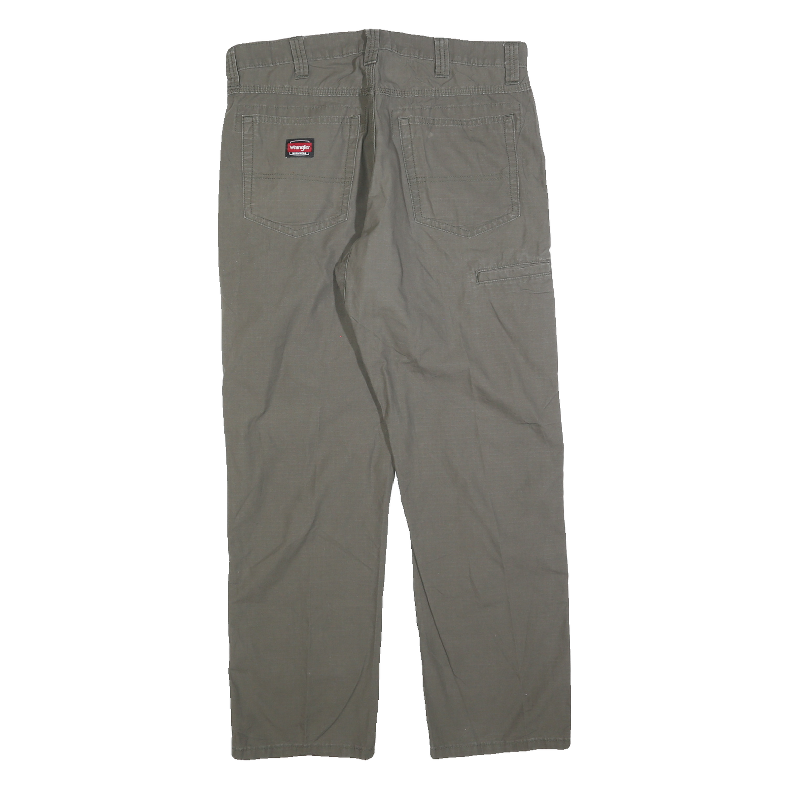 WRANGLER Mens Cotton Blend Green Regular Straight Trousers W34 L30 Casual Zip