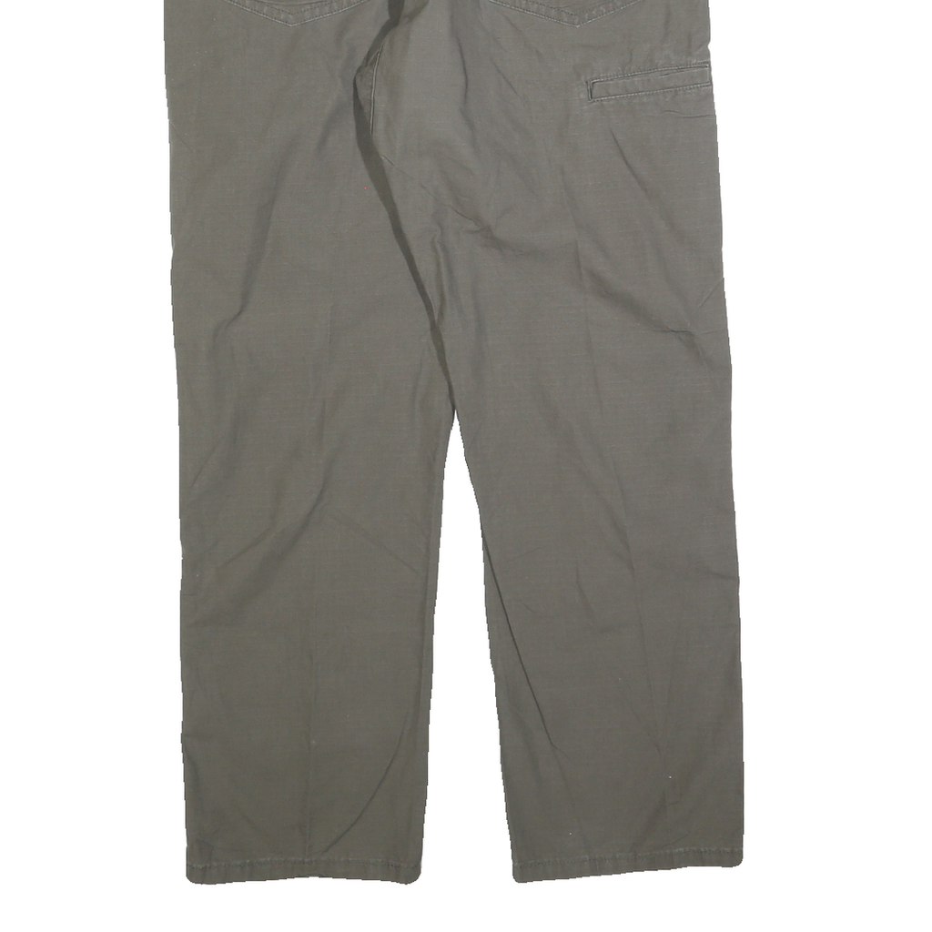 WRANGLER Mens Cotton Blend Green Regular Straight Trousers W34 L30 Casual Zip