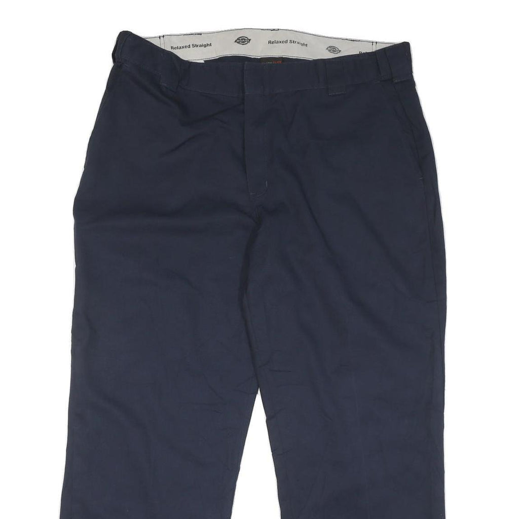 DICKIES Mens Cotton Blend Navy Relaxed Straight Trousers W39 L29 Workwear