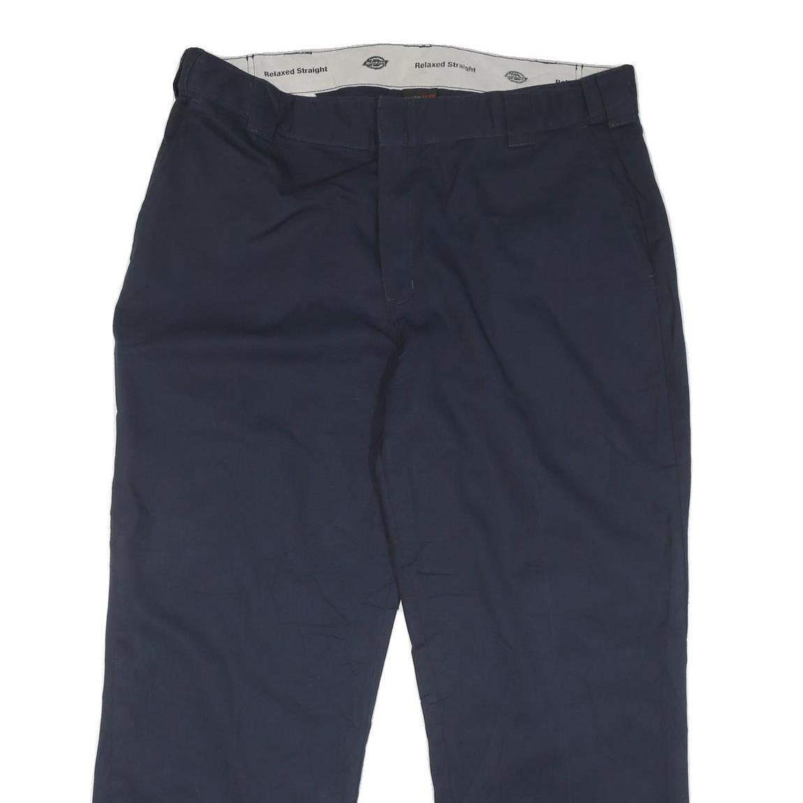 DICKIES Mens Cotton Blend Navy Relaxed Straight Trousers W39 L29 Workwear