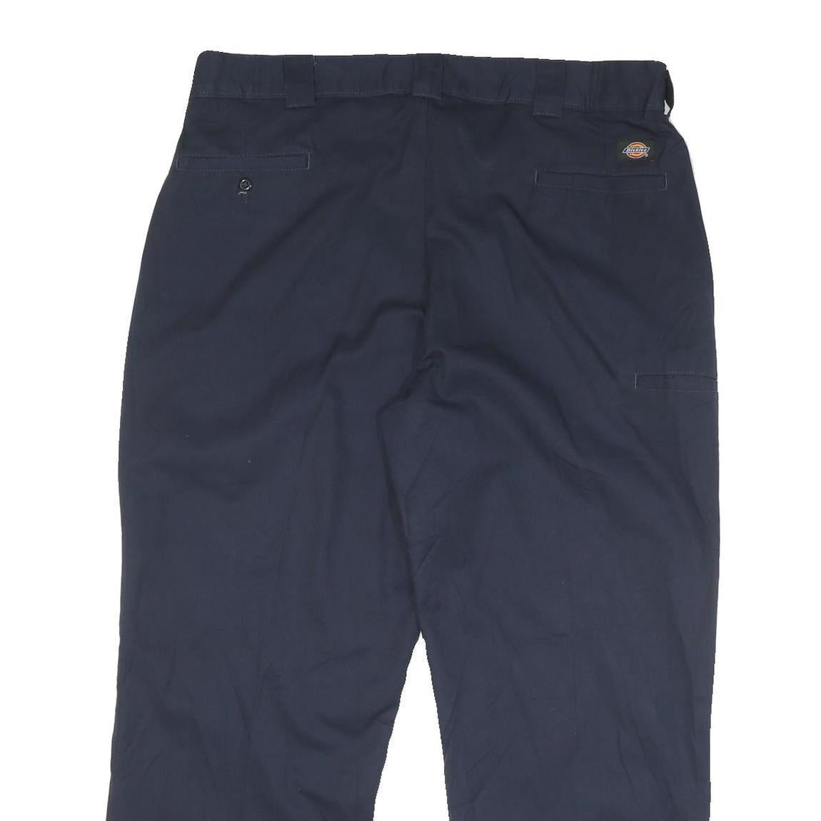 DICKIES Mens Cotton Blend Navy Relaxed Straight Trousers W39 L29 Workwear