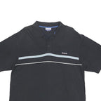 REEBOK Mens Black Polo Shirt XL Cotton Short Sleeve Stripe Basic Casual