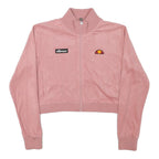 ELLESSE Womens Pink Zip Jacket M Polyester Blend Plain Casual Cropped Track Top