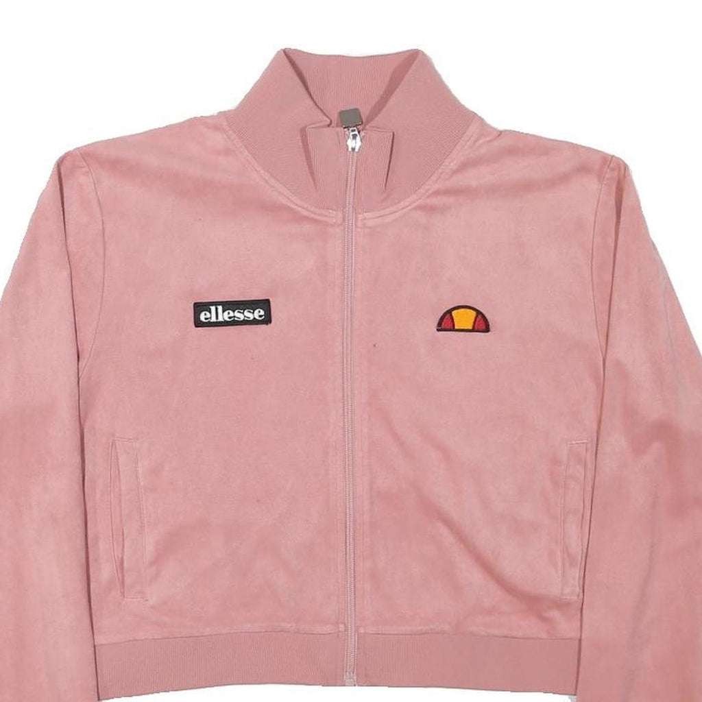 ELLESSE Womens Pink Zip Jacket M Polyester Blend Plain Casual Cropped Track Top