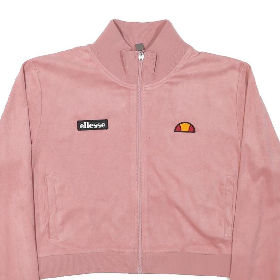 ELLESSE Womens Pink Zip Jacket M Polyester Blend Plain Casual Cropped Track Top