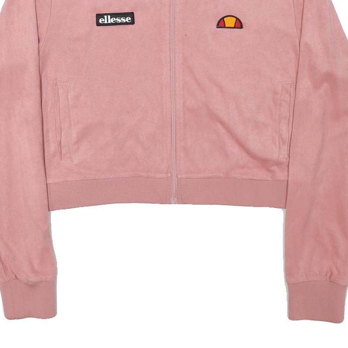 ELLESSE Womens Pink Zip Jacket M Polyester Blend Plain Casual Cropped Track Top