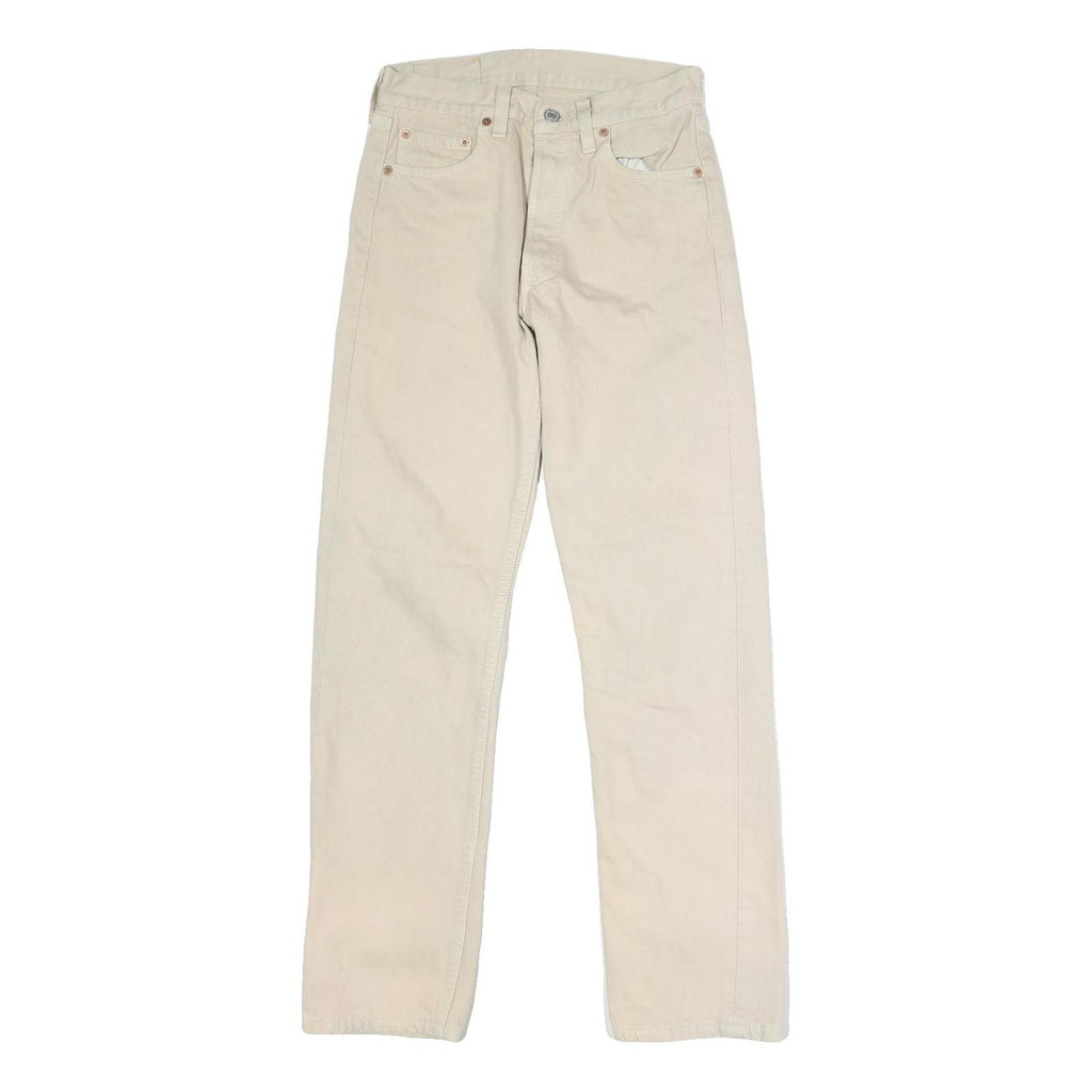 LEVI'S 501 Mens Jeans Cream Regular Straight Denim Raw W28 L29 Classic Button
