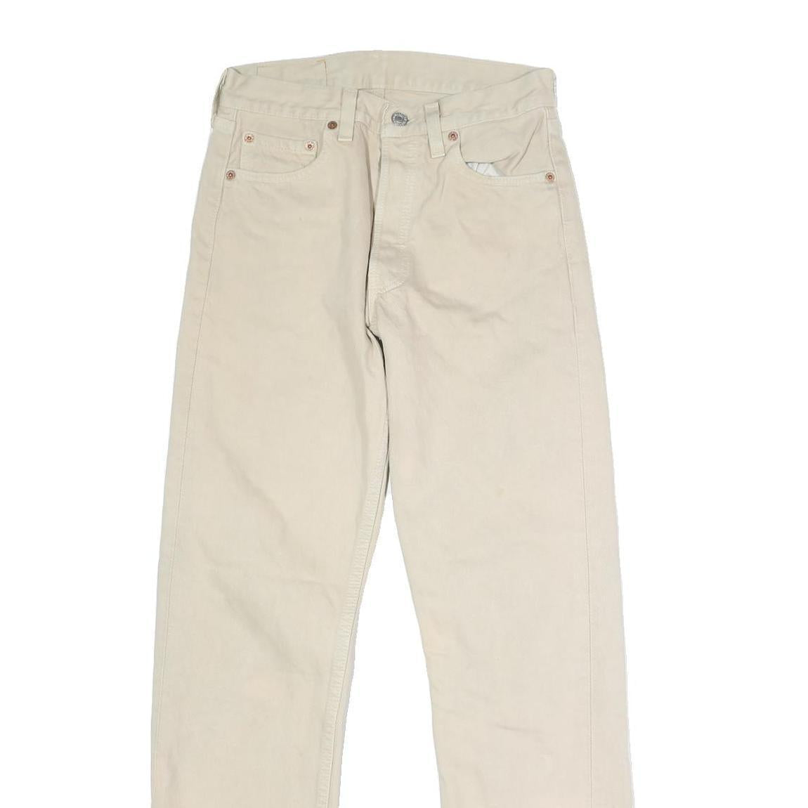 LEVI'S 501 Mens Jeans Cream Regular Straight Denim Raw W28 L29 Classic Button