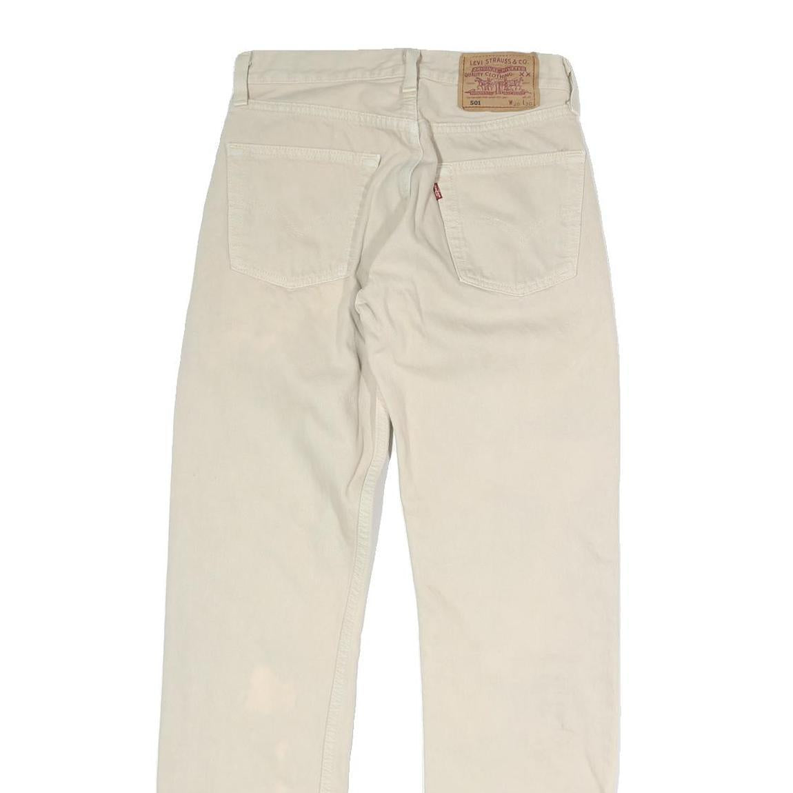 LEVI'S 501 Mens Jeans Cream Regular Straight Denim Raw W28 L29 Classic Button