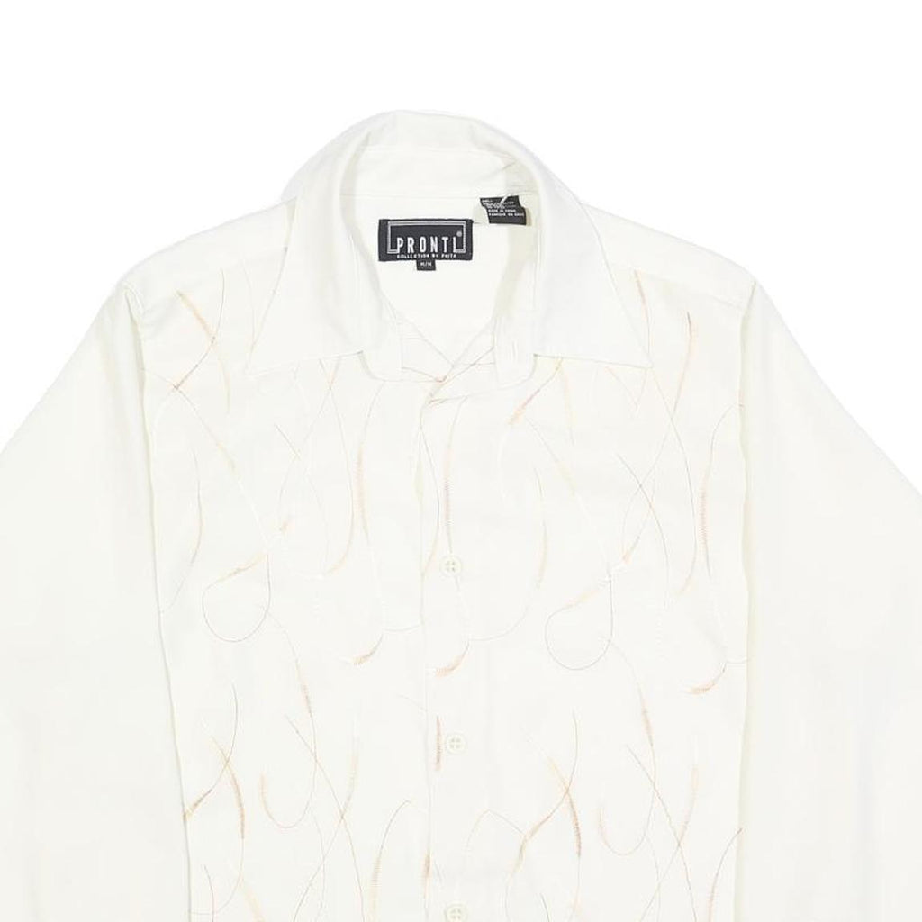 PRONTI Mens White M Shirt Polyester Long Sleeve Classic Fit Button Collar