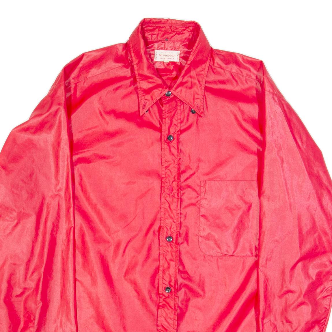 MCGREGOR Mens Plain Shirt Red 90s Long Sleeve M