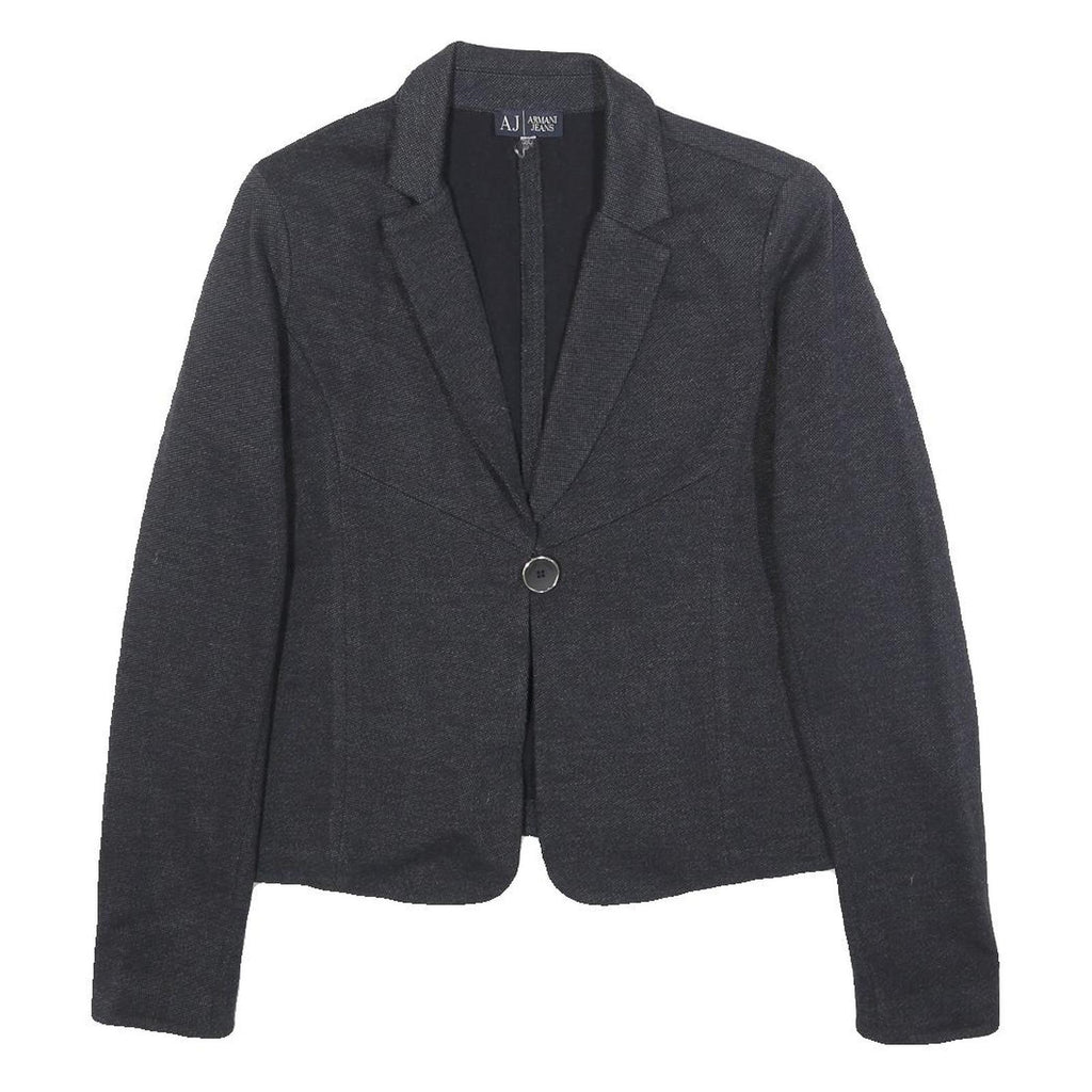 ARMANI JEANS Womens Black Button Jacket S Woven Tailored Casual Workwear