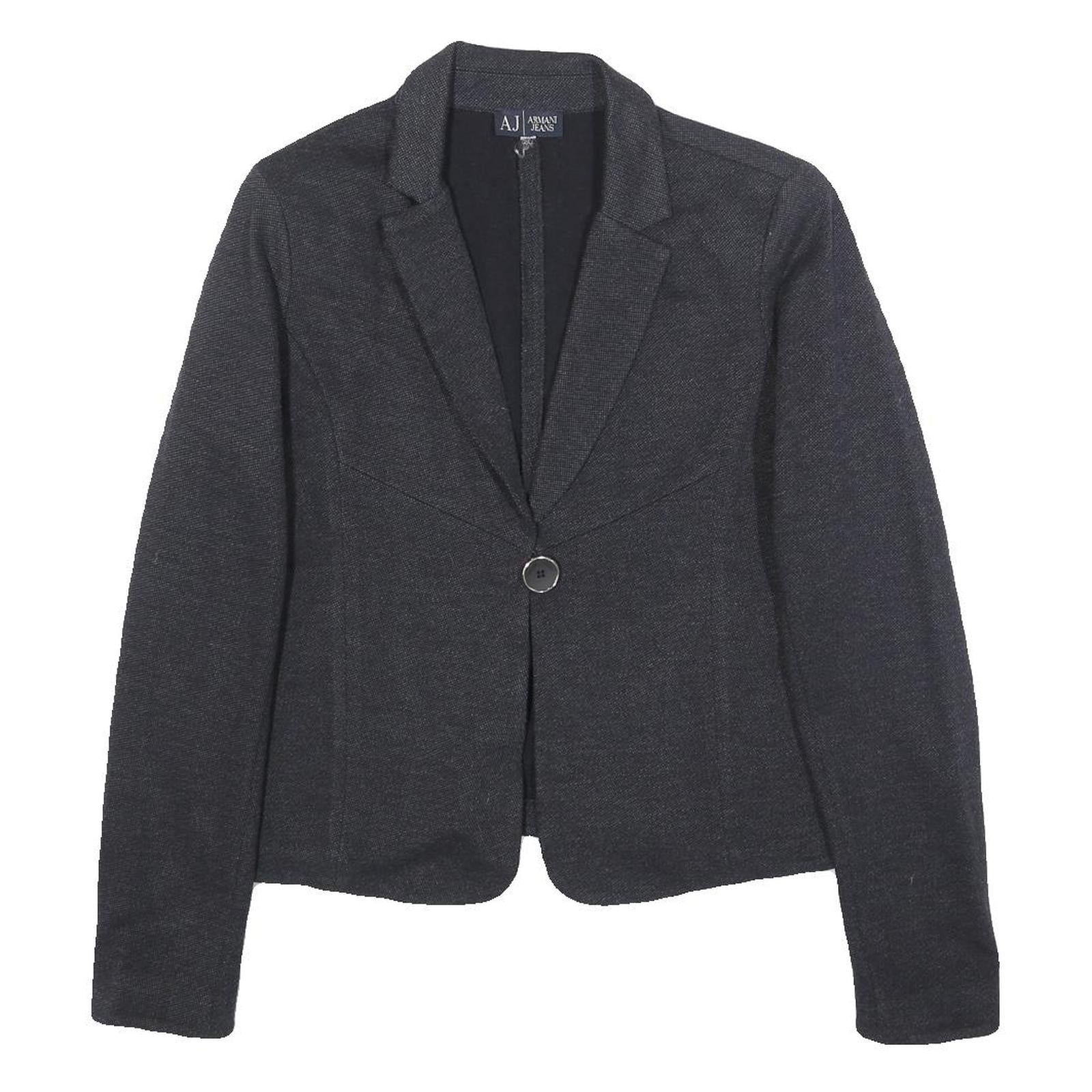 ARMANI JEANS Womens Black Button Jacket S Woven Tailored Casual Workwear