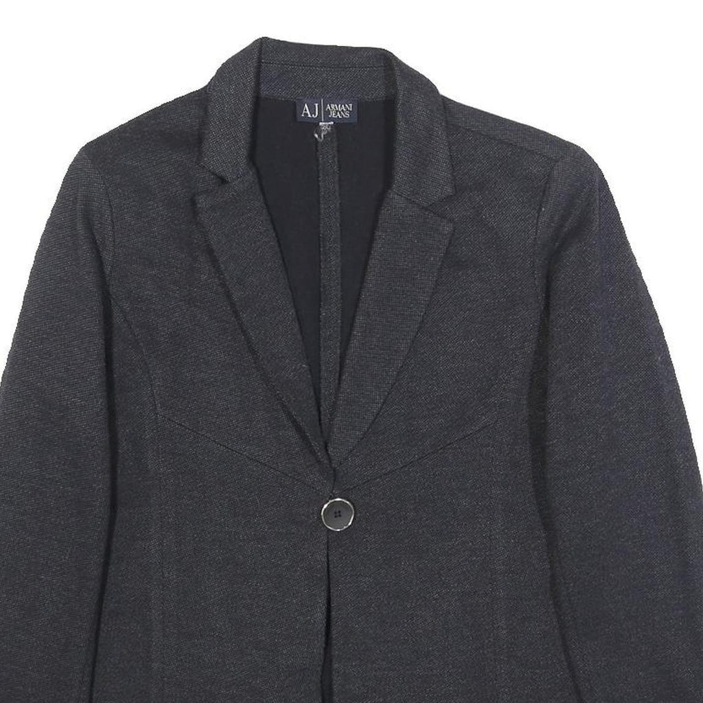 ARMANI JEANS Womens Black Button Jacket S Woven Tailored Casual Workwear