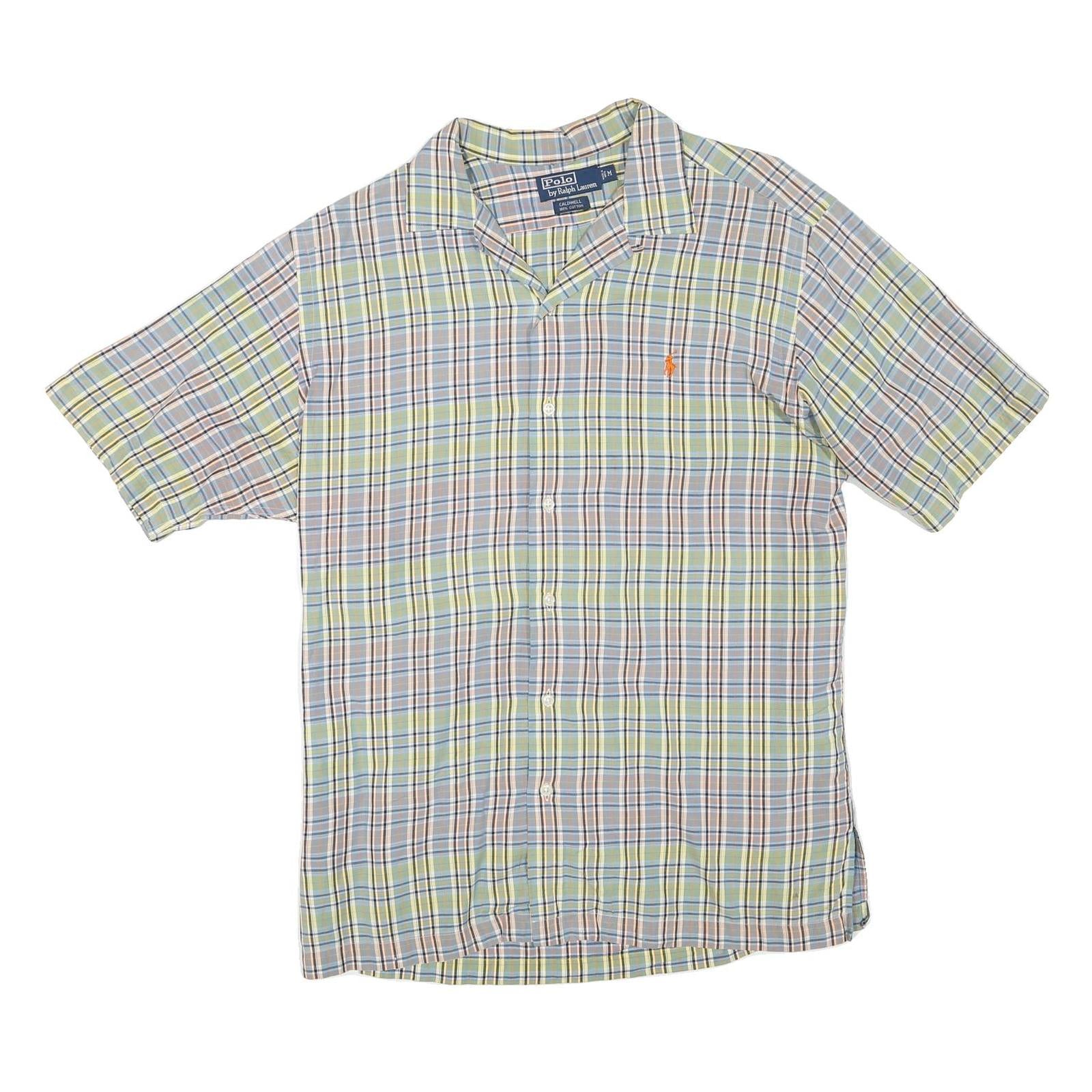 POLO RALPH LAUREN Mens Blue & Yellow Check Shirt M Casual Summer Cotton
