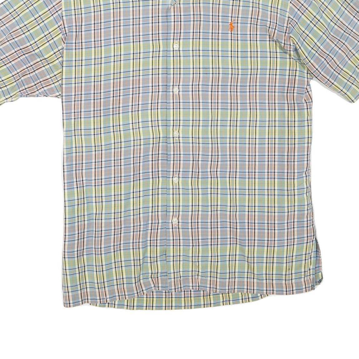 POLO RALPH LAUREN Mens Blue & Yellow Check Shirt M Casual Summer Cotton