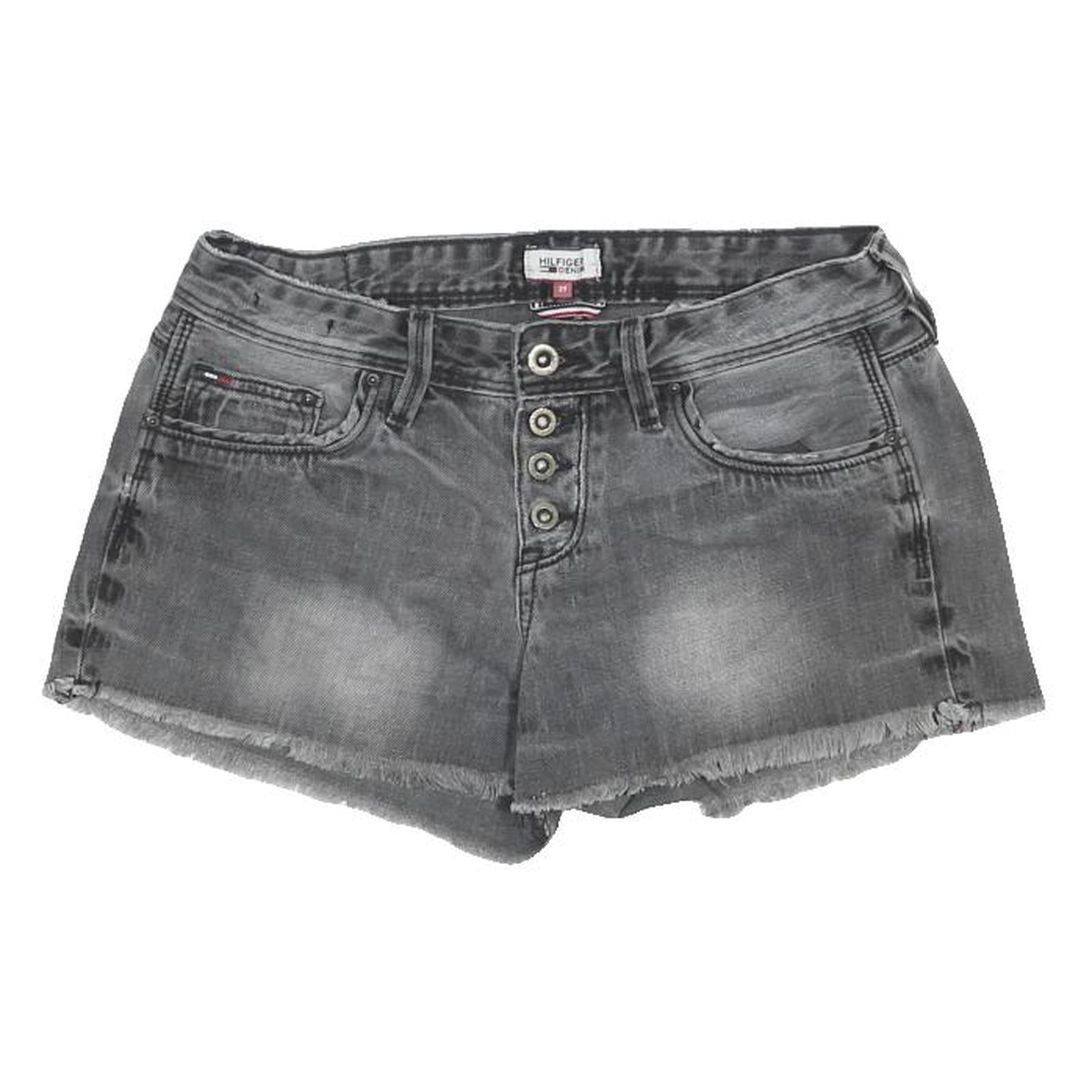 TOMMY HILFIGER Womens Shorts Grey Denim Cut-Off M W29 Button Fly Casual Summer