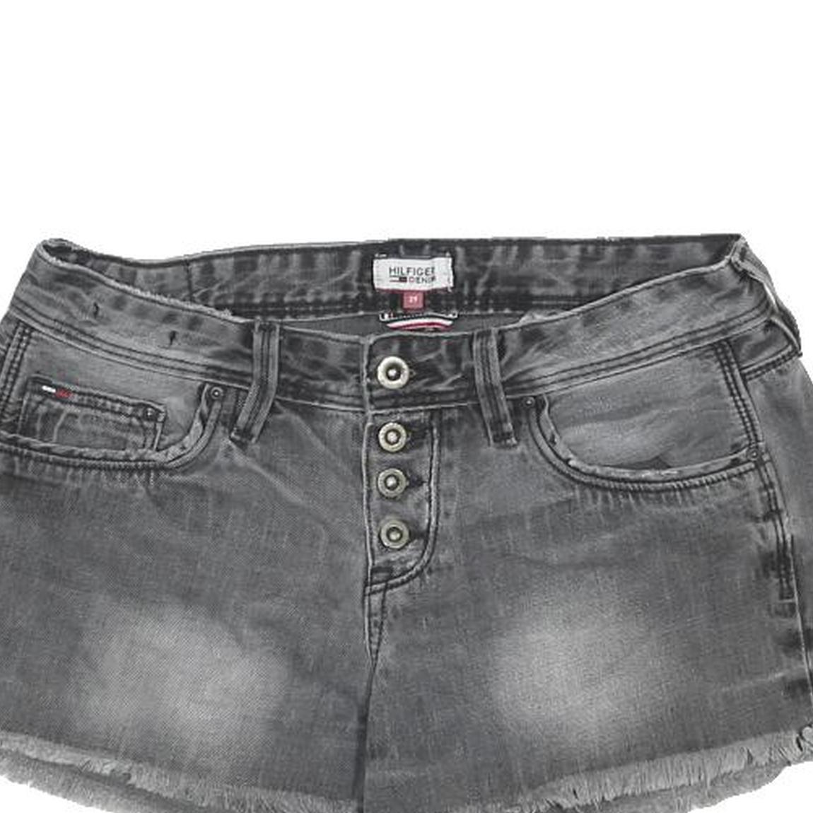 TOMMY HILFIGER Womens Shorts Grey Denim Cut-Off M W29 Button Fly Casual Summer
