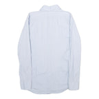 DOLCE & GABBANA Mens Blue Plain Shirt M Luxury Cotton Blend Long Sleeve Button