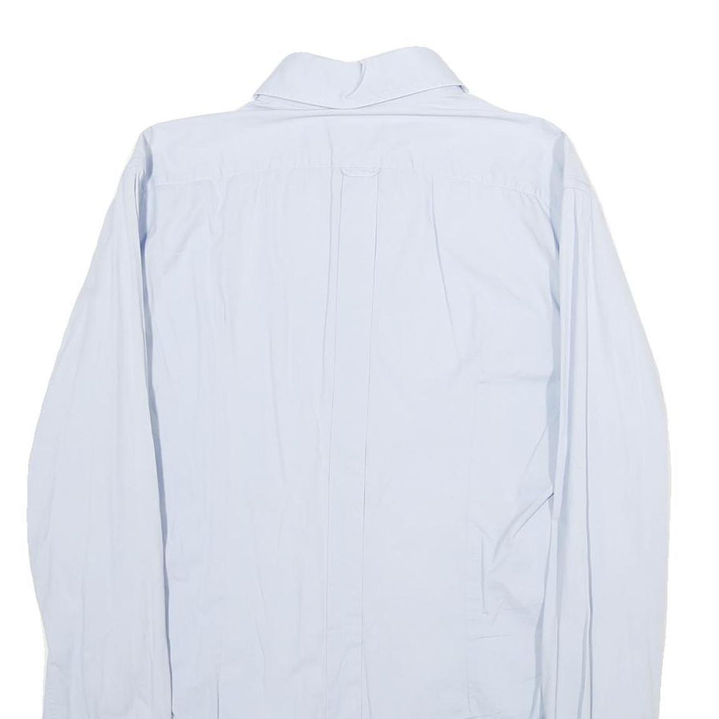 DOLCE & GABBANA Mens Blue Plain Shirt M Luxury Cotton Blend Long Sleeve Button