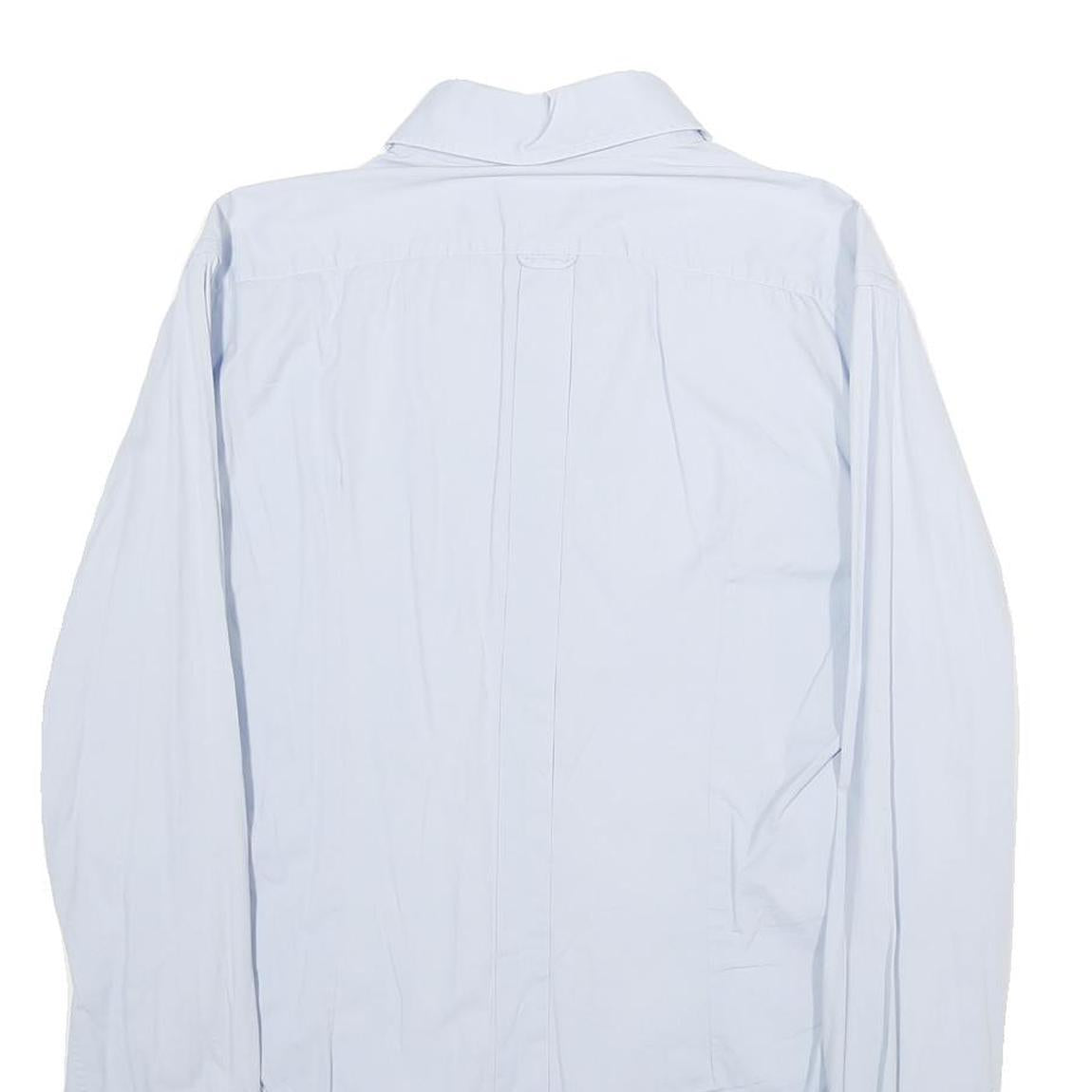 DOLCE & GABBANA Mens Blue Plain Shirt M Luxury Cotton Blend Long Sleeve Button