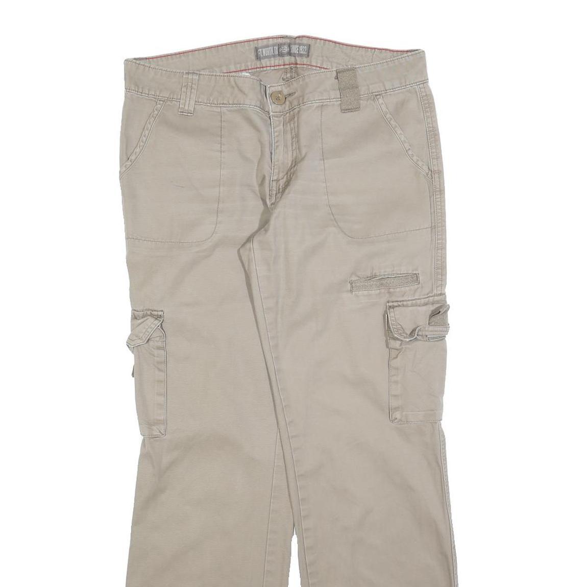DICKIES Womens Regular Beige Cotton Blend Cargo Trousers W32 L32 Practical