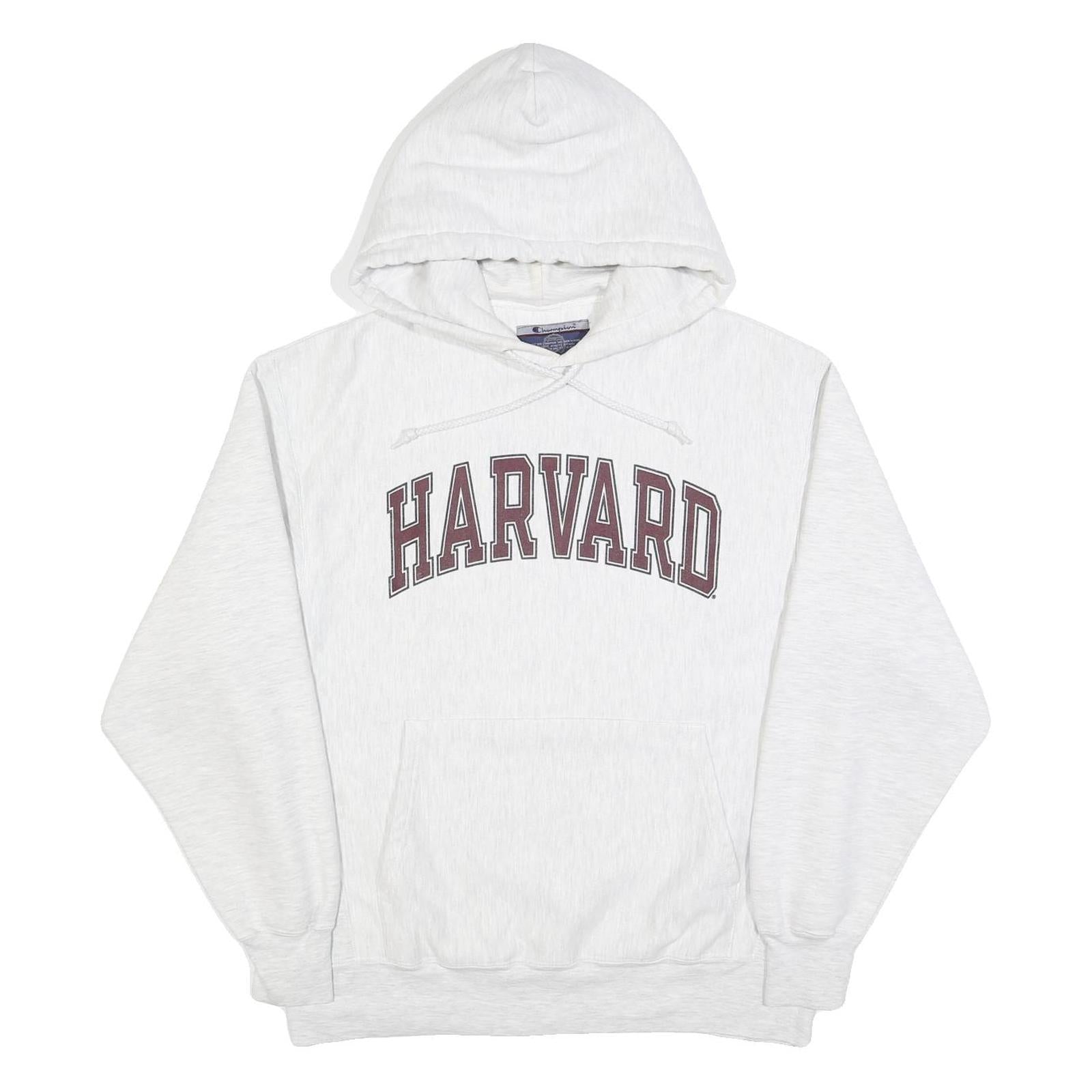 CHAMPION Mens White Harvard Cotton Blend Pullover Hoodie M University Print