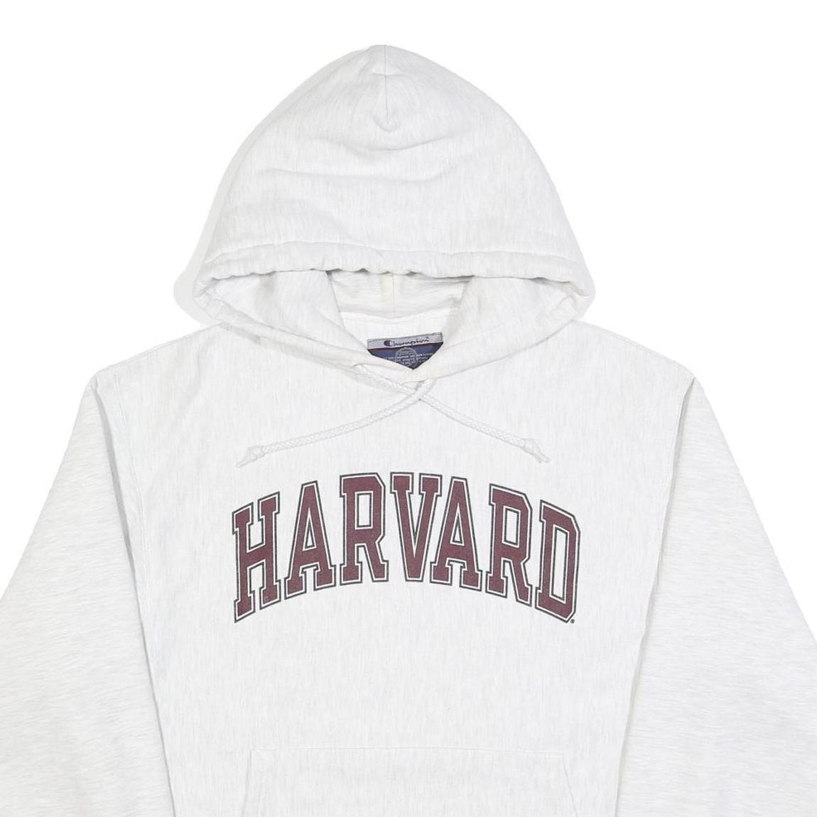 CHAMPION Mens White Harvard Cotton Blend Pullover Hoodie M University Print