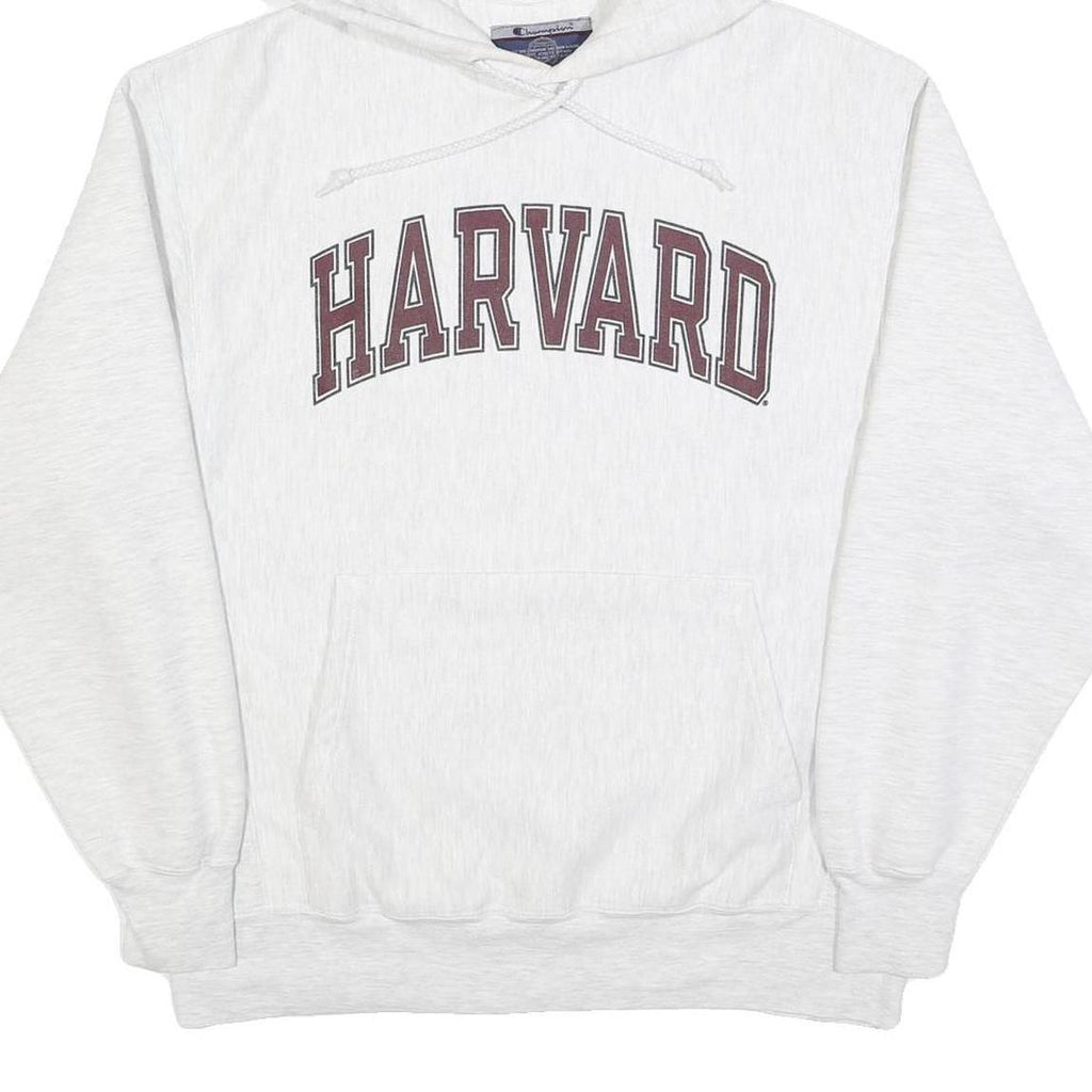 CHAMPION Mens White Harvard Cotton Blend Pullover Hoodie M University Print