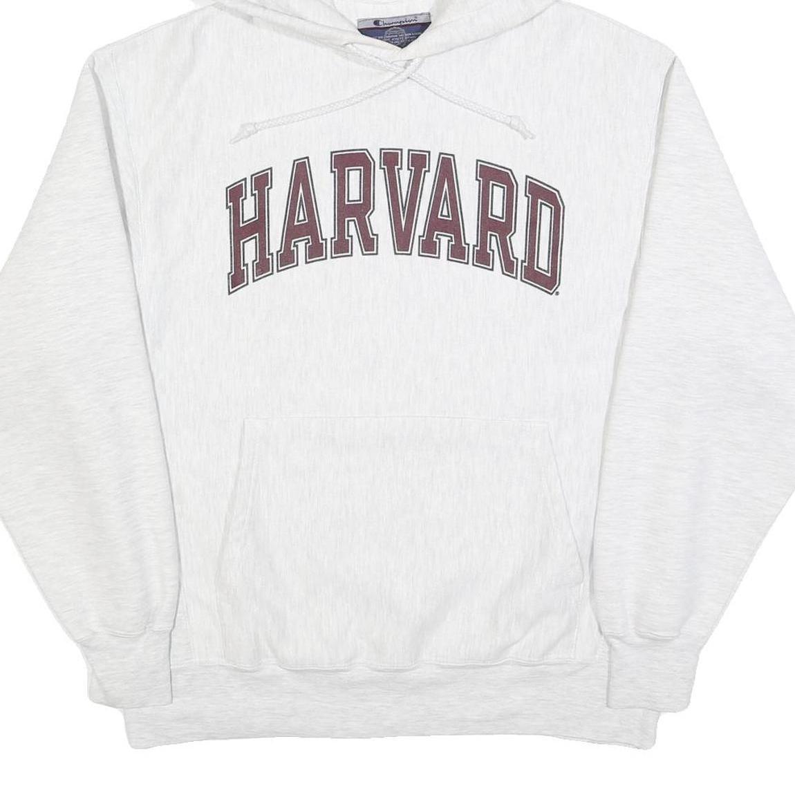 CHAMPION Mens White Harvard Cotton Blend Pullover Hoodie M University Print
