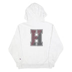 CHAMPION Mens White Harvard Cotton Blend Pullover Hoodie M University Print