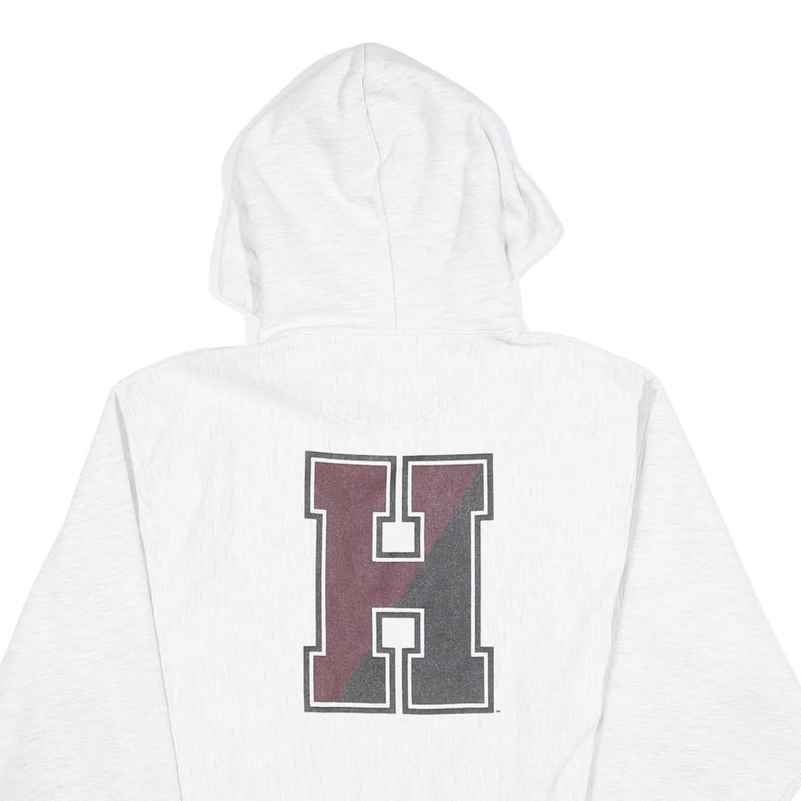 CHAMPION Mens White Harvard Cotton Blend Pullover Hoodie M University Print