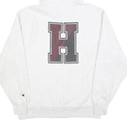 CHAMPION Mens White Harvard Cotton Blend Pullover Hoodie M University Print