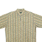CLUB ROOM Mens Beige & Green Pattern Cotton Blend Shirt L Casual Button Front