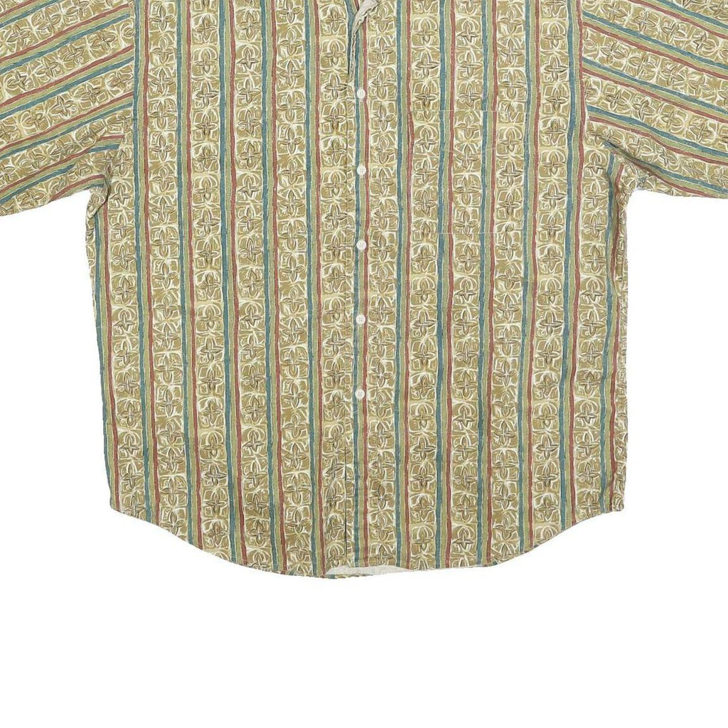 CLUB ROOM Mens Beige & Green Pattern Cotton Blend Shirt L Casual Button Front