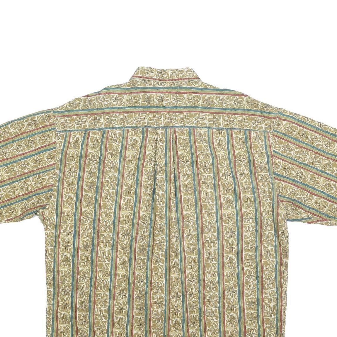 CLUB ROOM Mens Beige & Green Pattern Cotton Blend Shirt L Casual Button Front