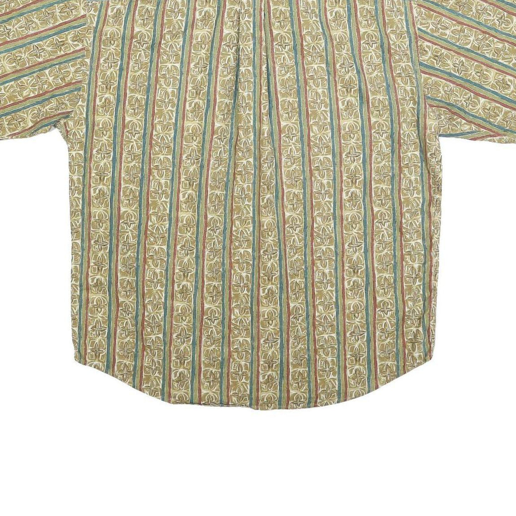 CLUB ROOM Mens Beige & Green Pattern Cotton Blend Shirt L Casual Button Front