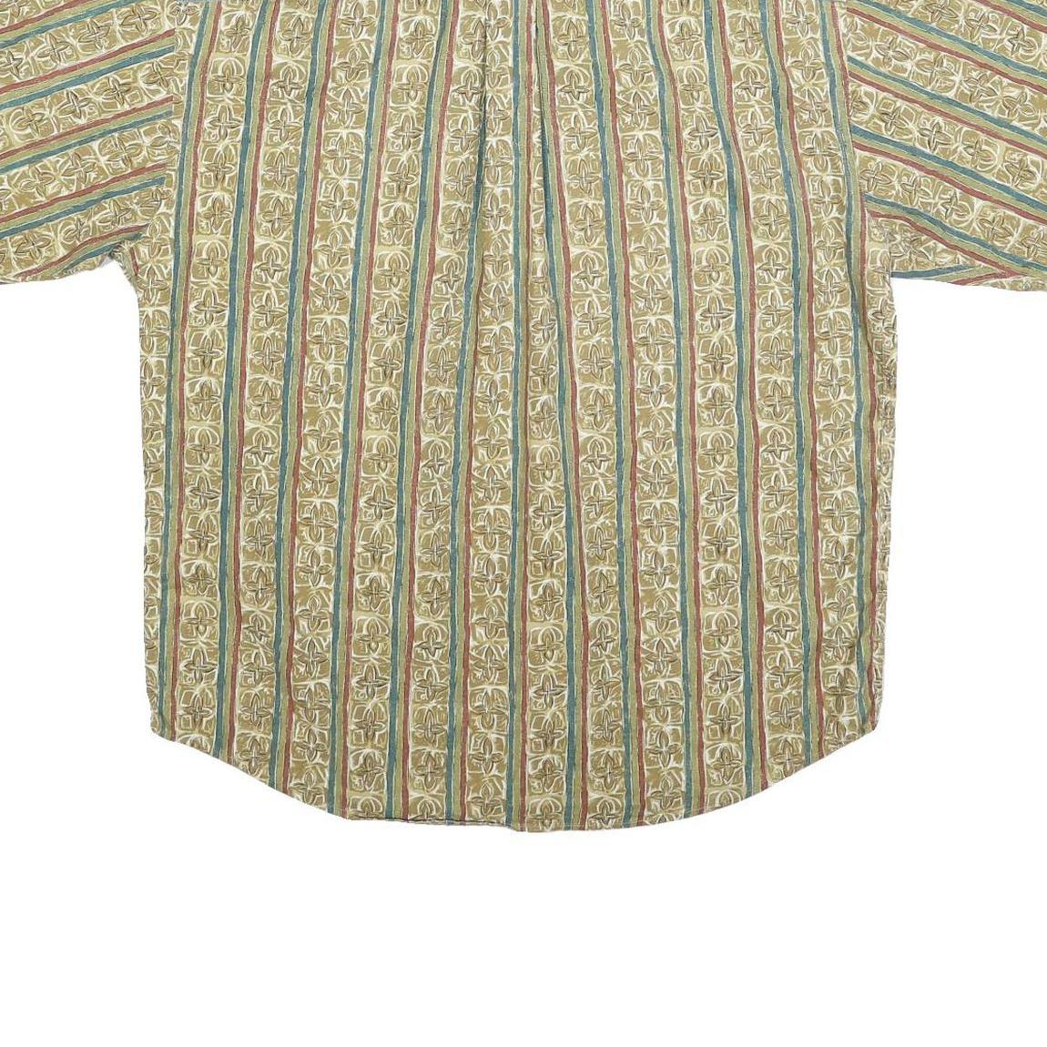 CLUB ROOM Mens Beige & Green Pattern Cotton Blend Shirt L Casual Button Front