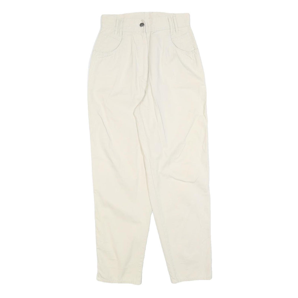 Womens Cotton Blend Cream Regular Fit Zip Closure Trousers W26 L28 Casual Wear