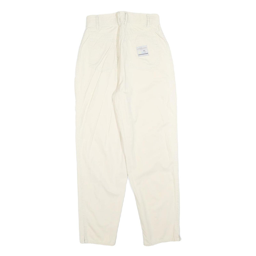Womens Cotton Blend Cream Regular Fit Zip Closure Trousers W26 L28 Casual Wear