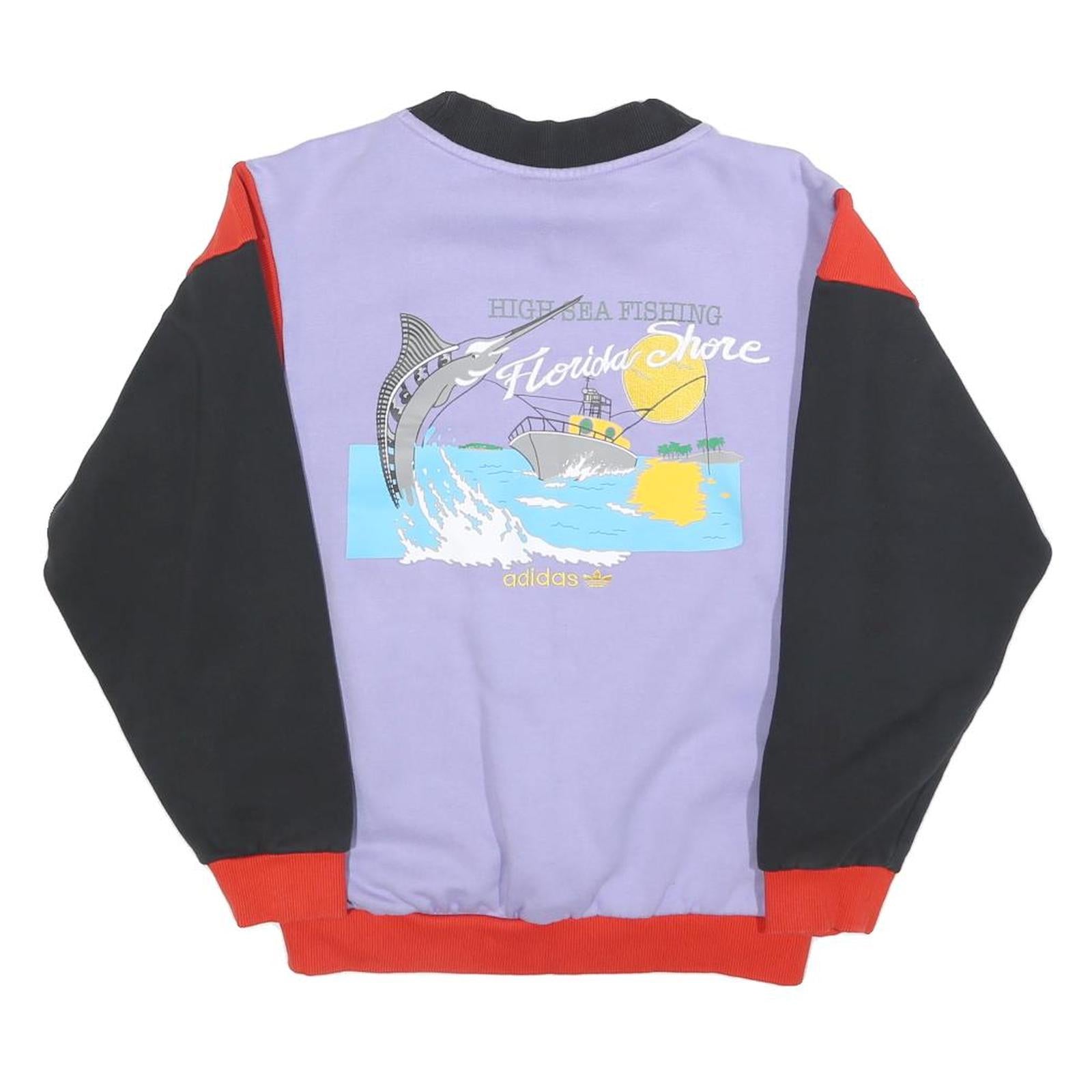 ADIDAS Womens Purple & Black & Red Florida Shore Crew Neck UK 8 Sweatshirt