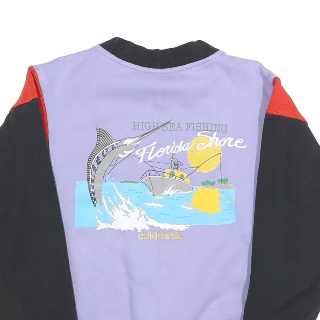 ADIDAS Womens Purple & Black & Red Florida Shore Crew Neck UK 8 Sweatshirt