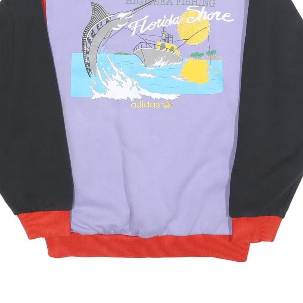 ADIDAS Womens Purple & Black & Red Florida Shore Crew Neck UK 8 Sweatshirt