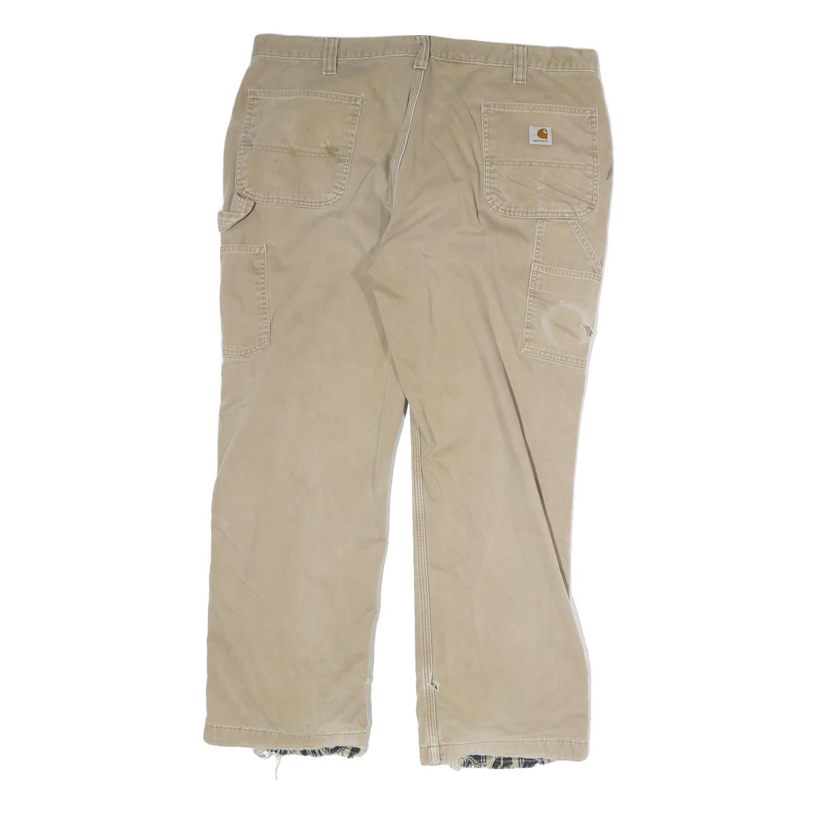 CARHARTT Mens Cotton Canvas Beige Regular Fit Straight Leg Trousers W38 L29