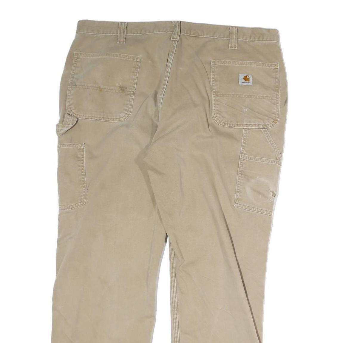 CARHARTT Mens Cotton Canvas Beige Regular Fit Straight Leg Trousers W38 L29