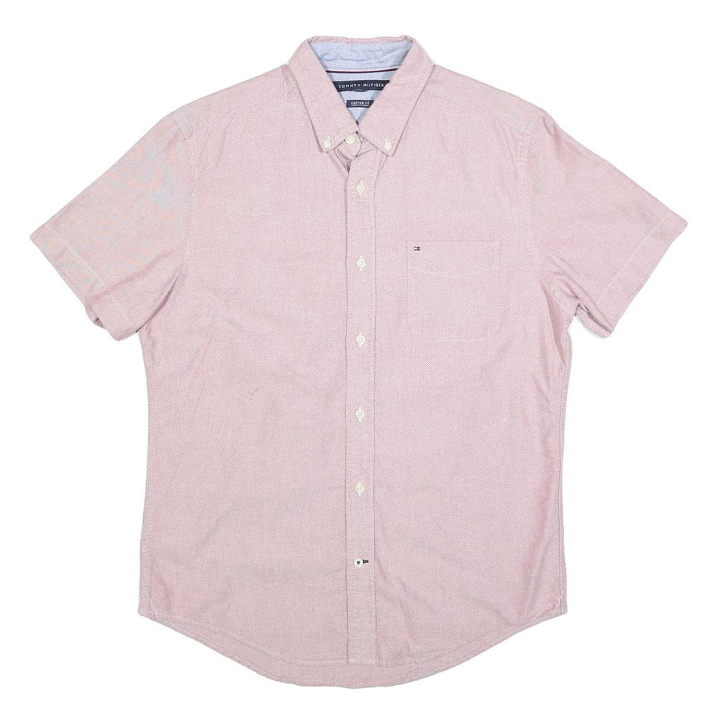 TOMMY HILFIGER Mens Pink Shirt M Button-Down Collar Short Sleeve Cotton