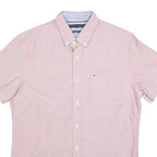 TOMMY HILFIGER Mens Pink Shirt M Button-Down Collar Short Sleeve Cotton