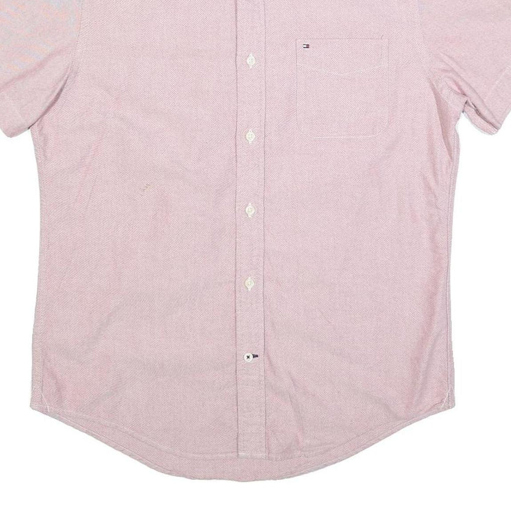 TOMMY HILFIGER Mens Pink Shirt M Button-Down Collar Short Sleeve Cotton