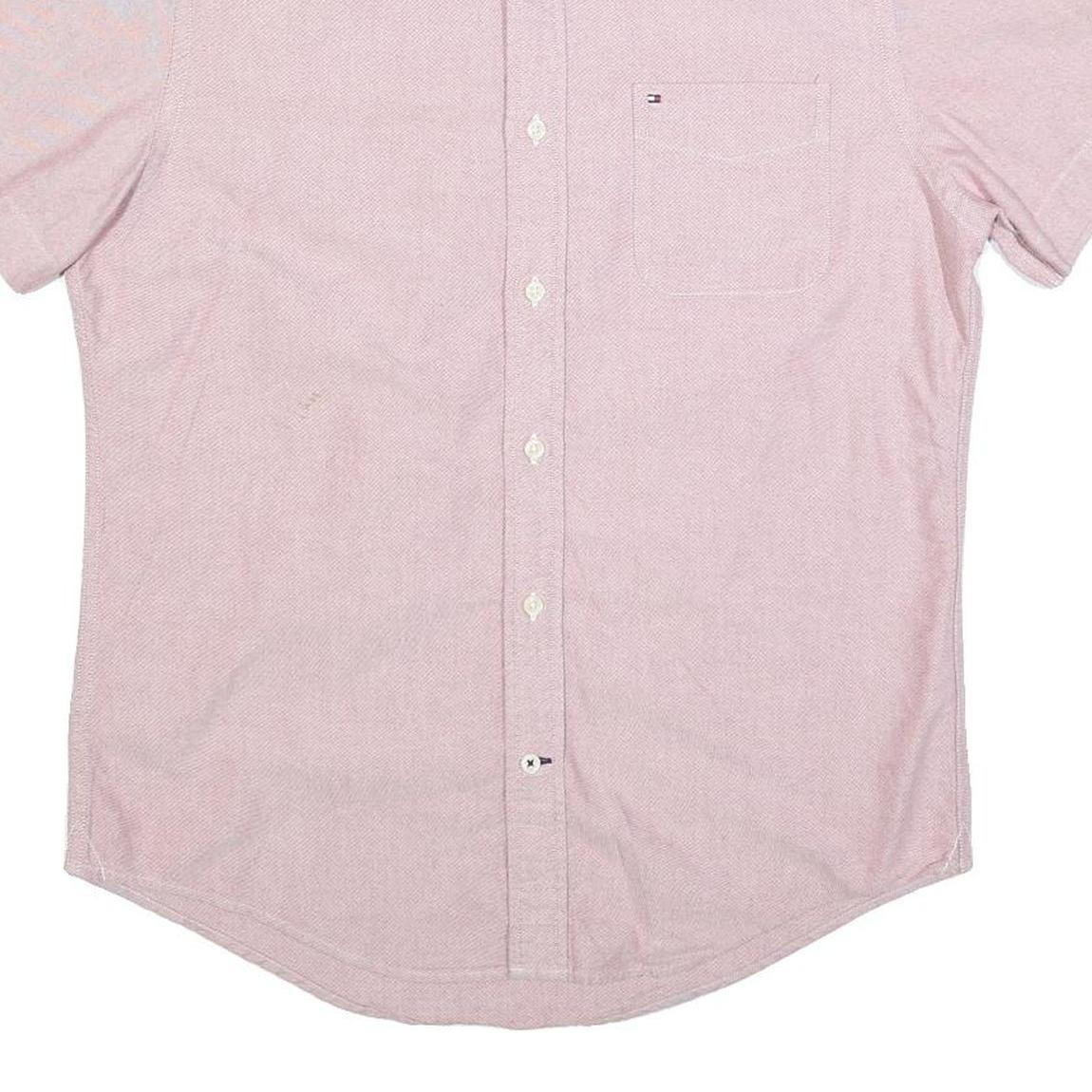 TOMMY HILFIGER Mens Pink Shirt M Button-Down Collar Short Sleeve Cotton